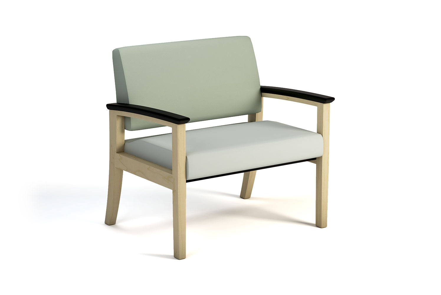 Ventura, Wood, Bariatric Arm Chair, Arm Caps, Green Fabric