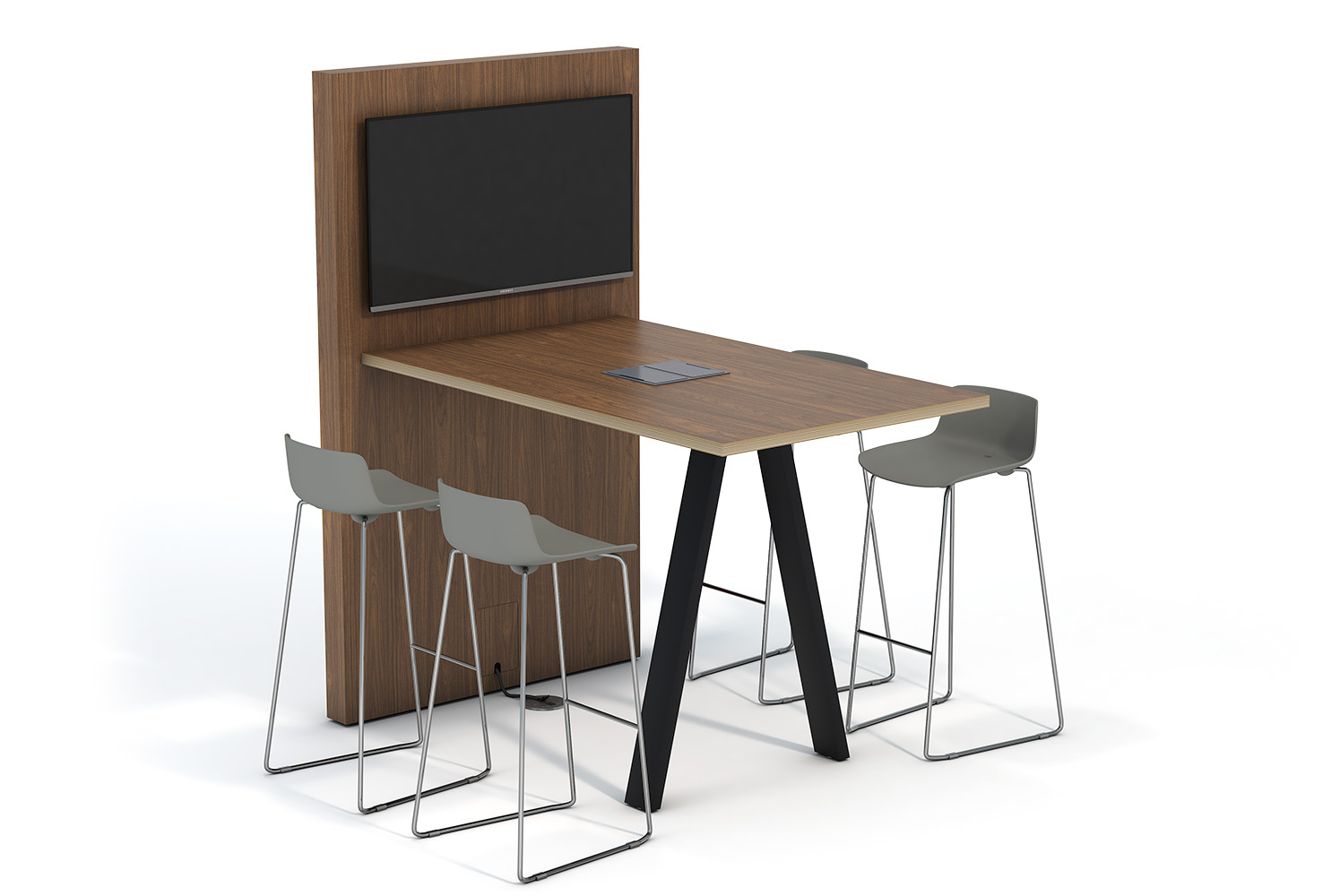 Aspen Media Bar Height with Vesper Sled Base Stools