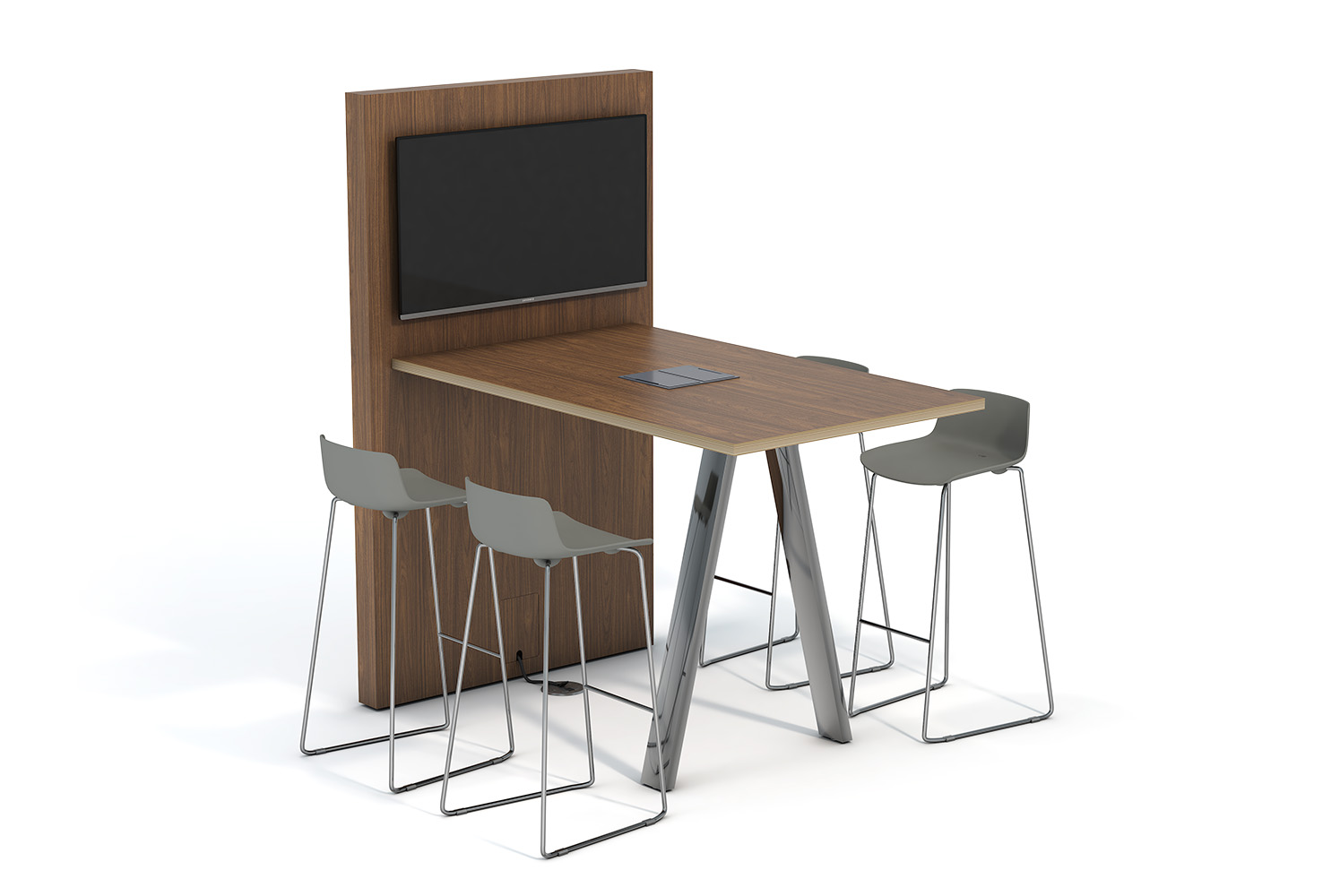 Aspen Media Bar Height with Vesper Sled Base Stools