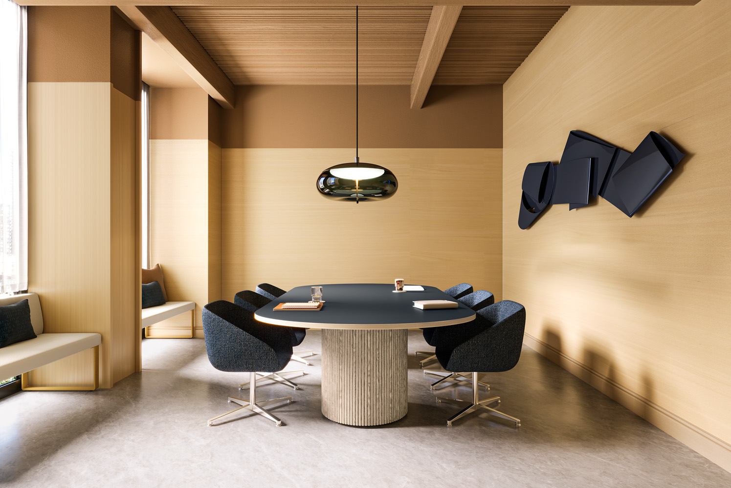 Beta Conference Table with Bryant Lounge and Newport Lounge Conference Environment