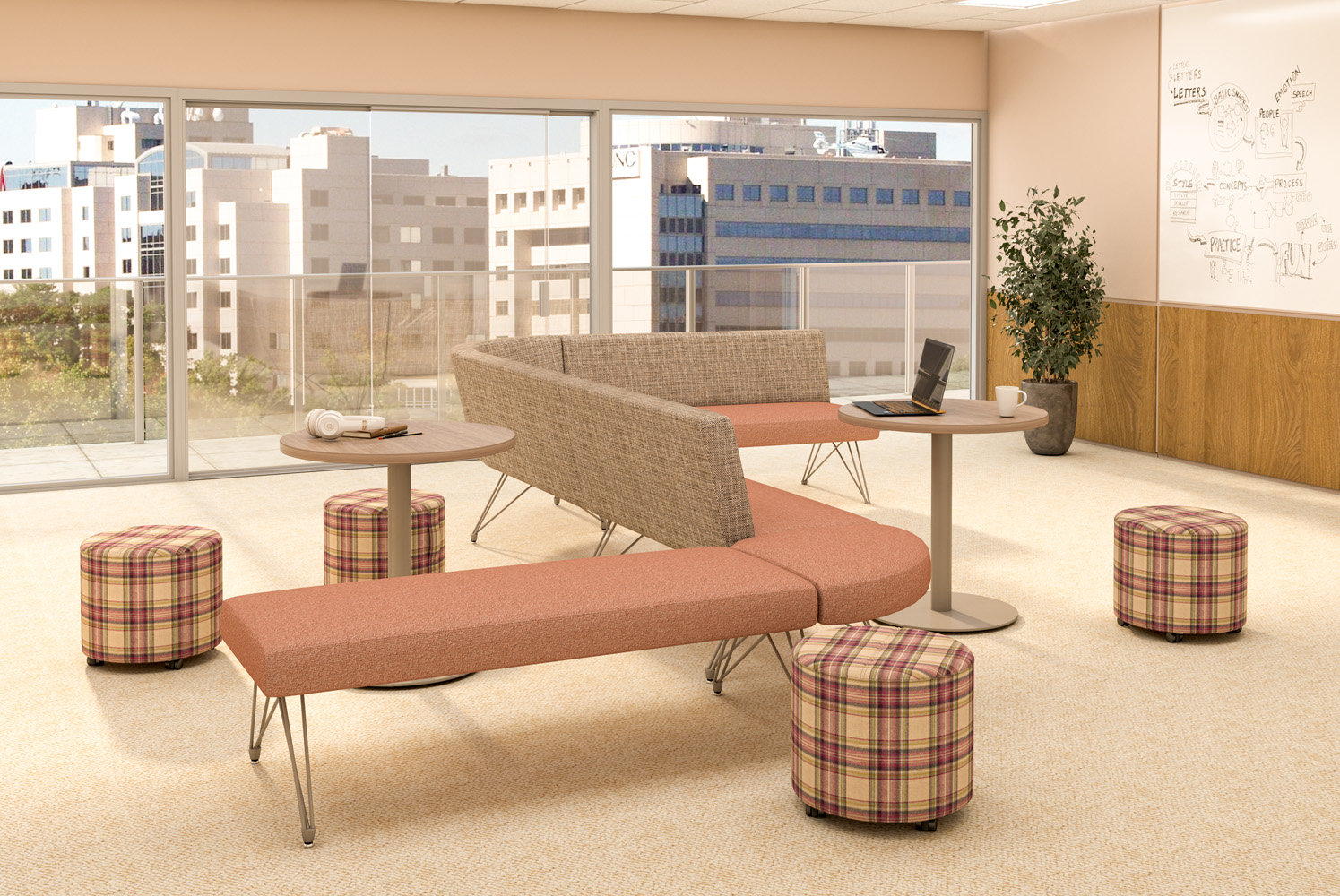 Brody Modular with Corsa Tables and Mia soft seating