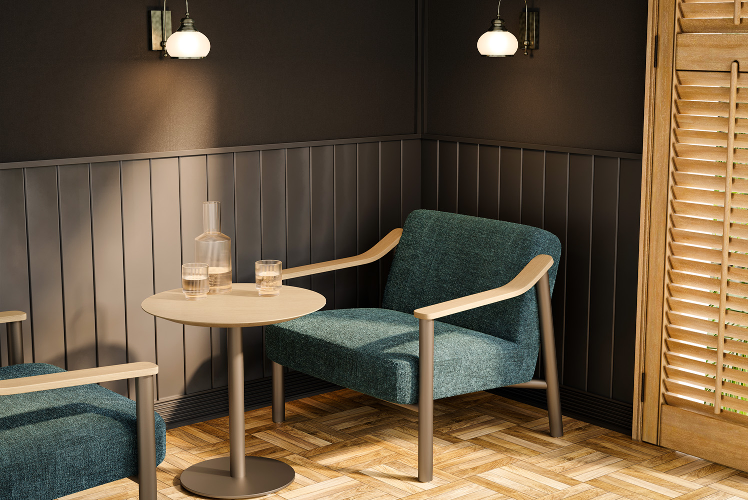 Chrissie Single Seat Lounge with Dixon Occasional Table Environment