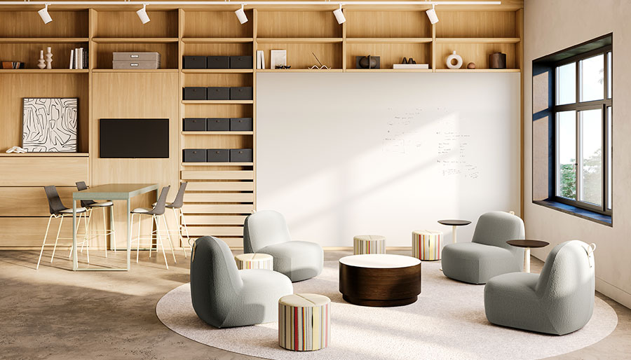 Daylen Lounge with Cube Plus Occasional Table with Mia Ottomans