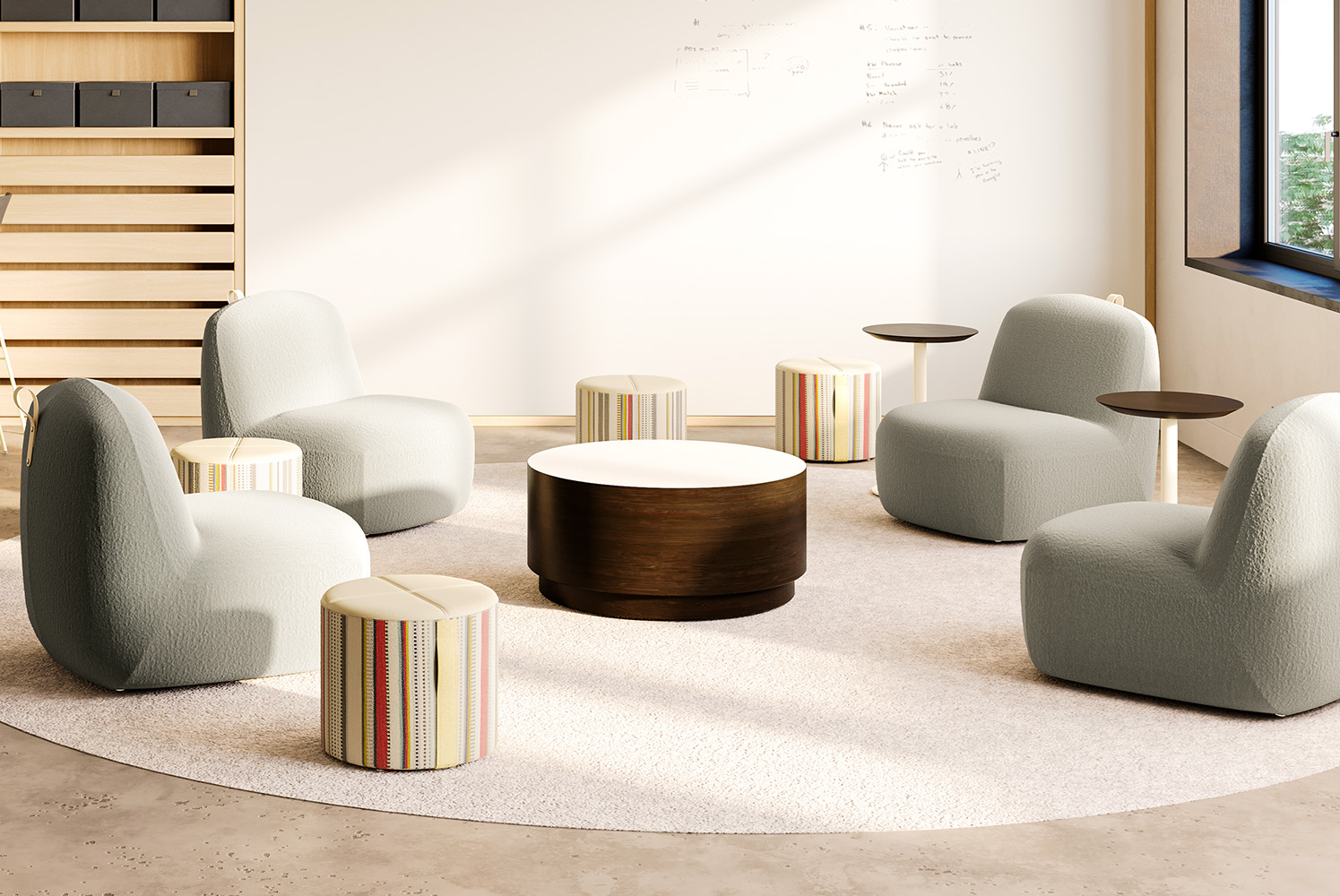 Daylen Lounges with Cube Plus Occasional Table and Mia Ottoman Environment
