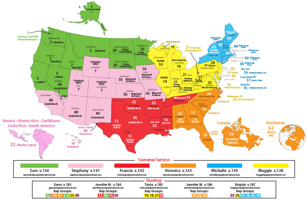 ERG International | Information | Sales Territory Map