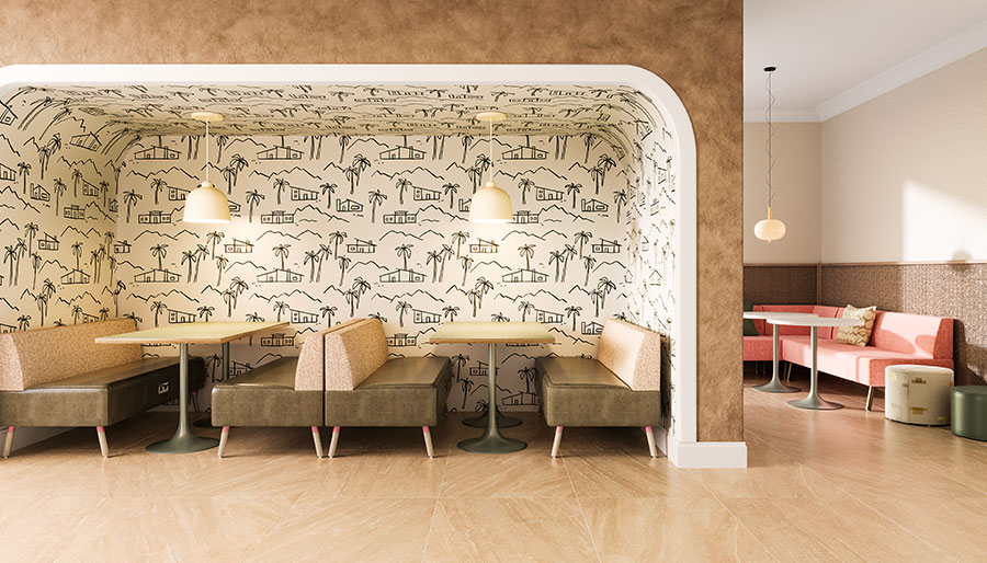 Laguna Banquettes with Harmony Tables