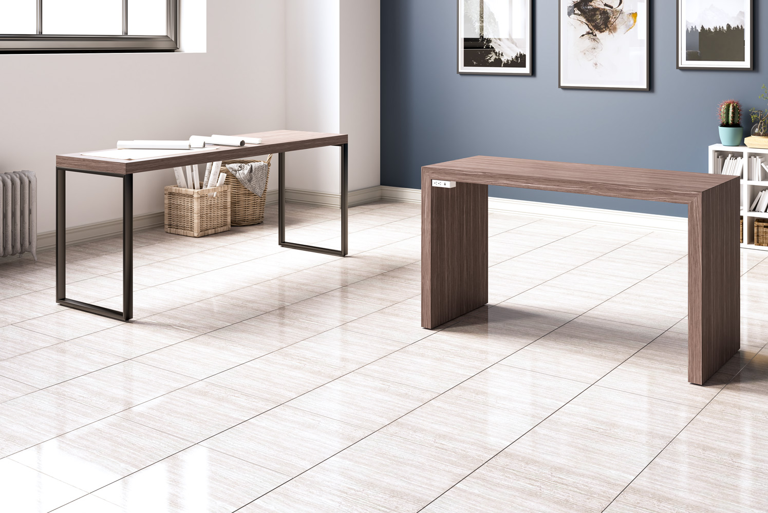 Parma Laminate Panel Table with Parma Metal Legs Table Environment Scene