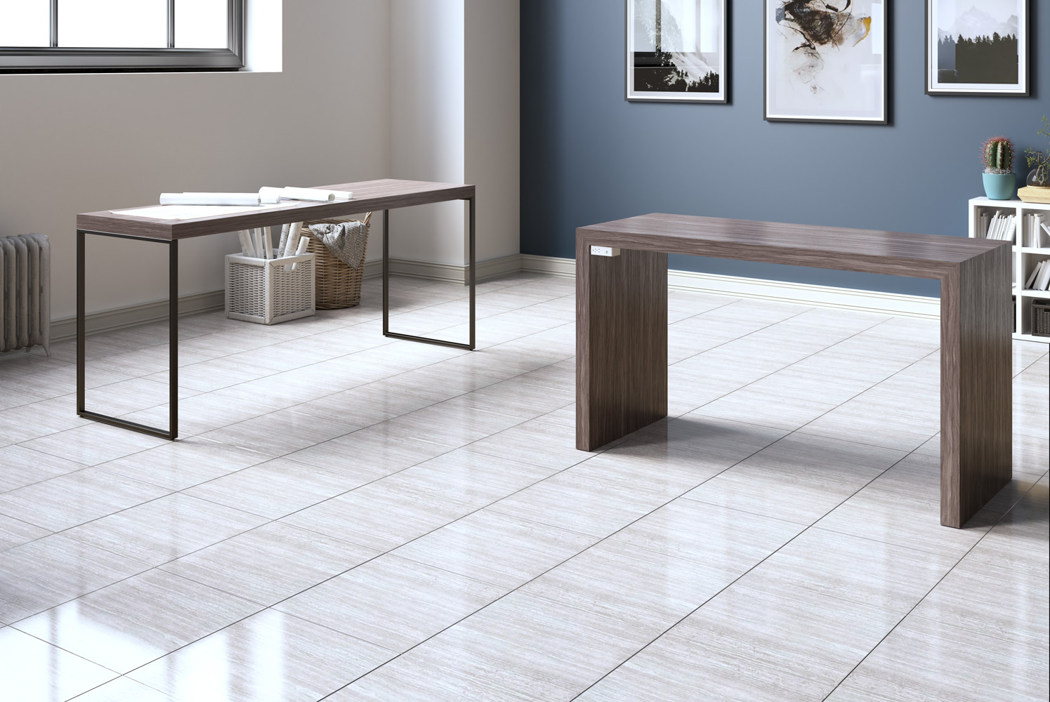 Parma Laminate Panel Table with Parma Metal Legs Table Environment Scene