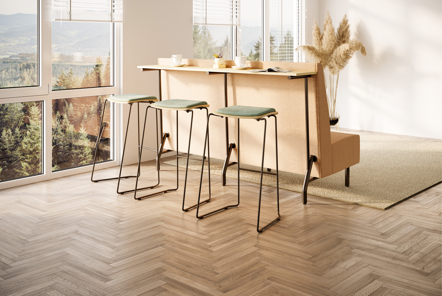 Morgan Stools with Tivoli Banquette in an Environment Scene