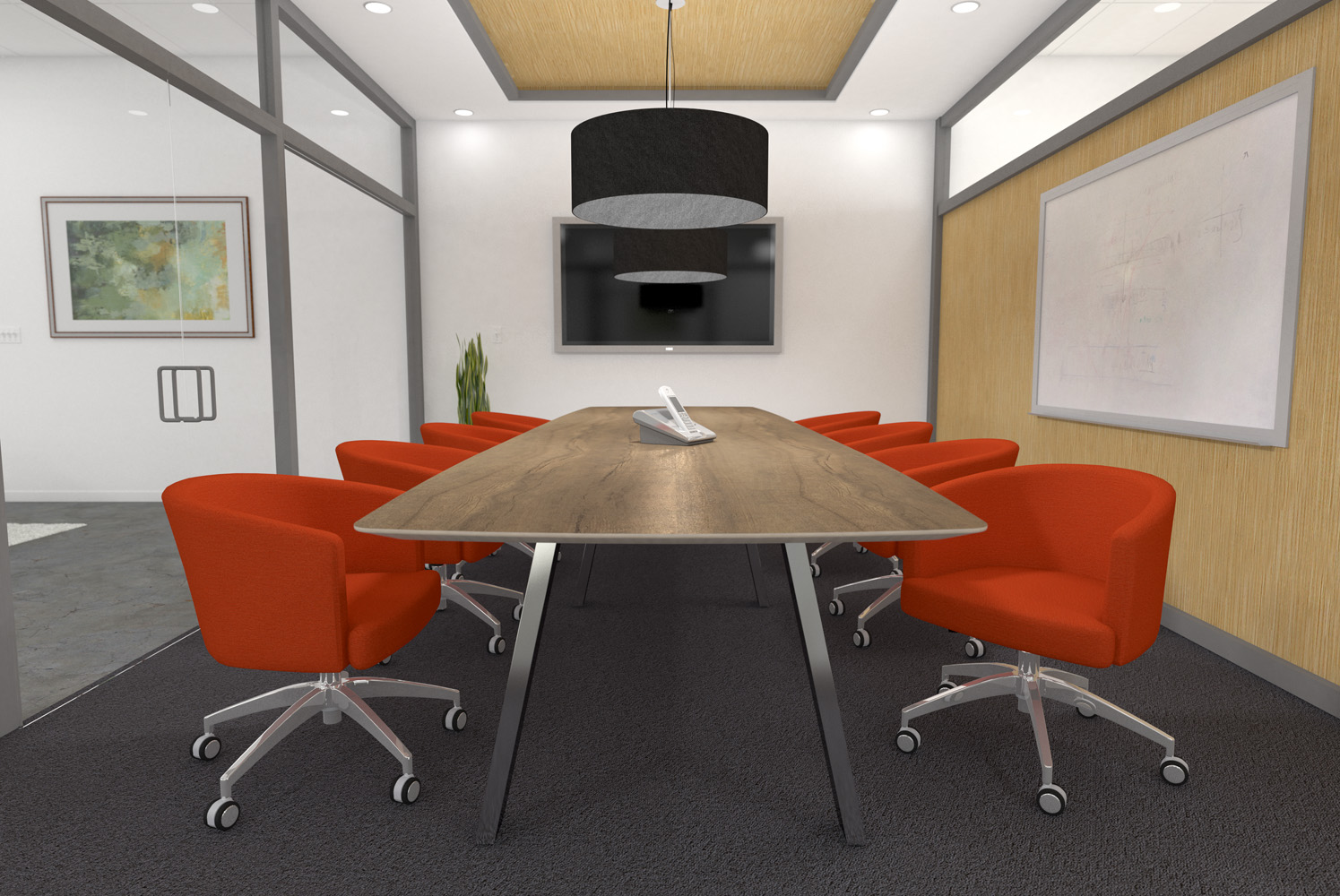 Conference Configuration with Aspen Conference Table with Island Swivel Chairs