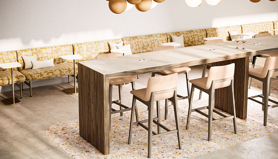 Parma Conference Table with Addy Bar Stools