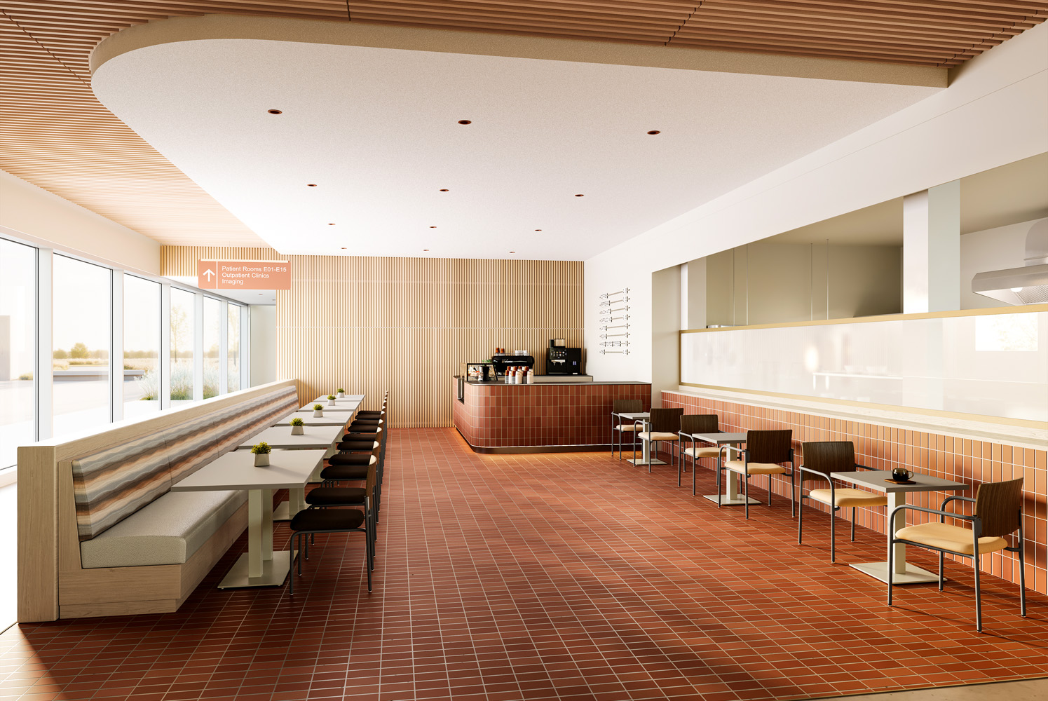 Teriana Chairs with Monaco Table and Verona Banquette Cafe Environment