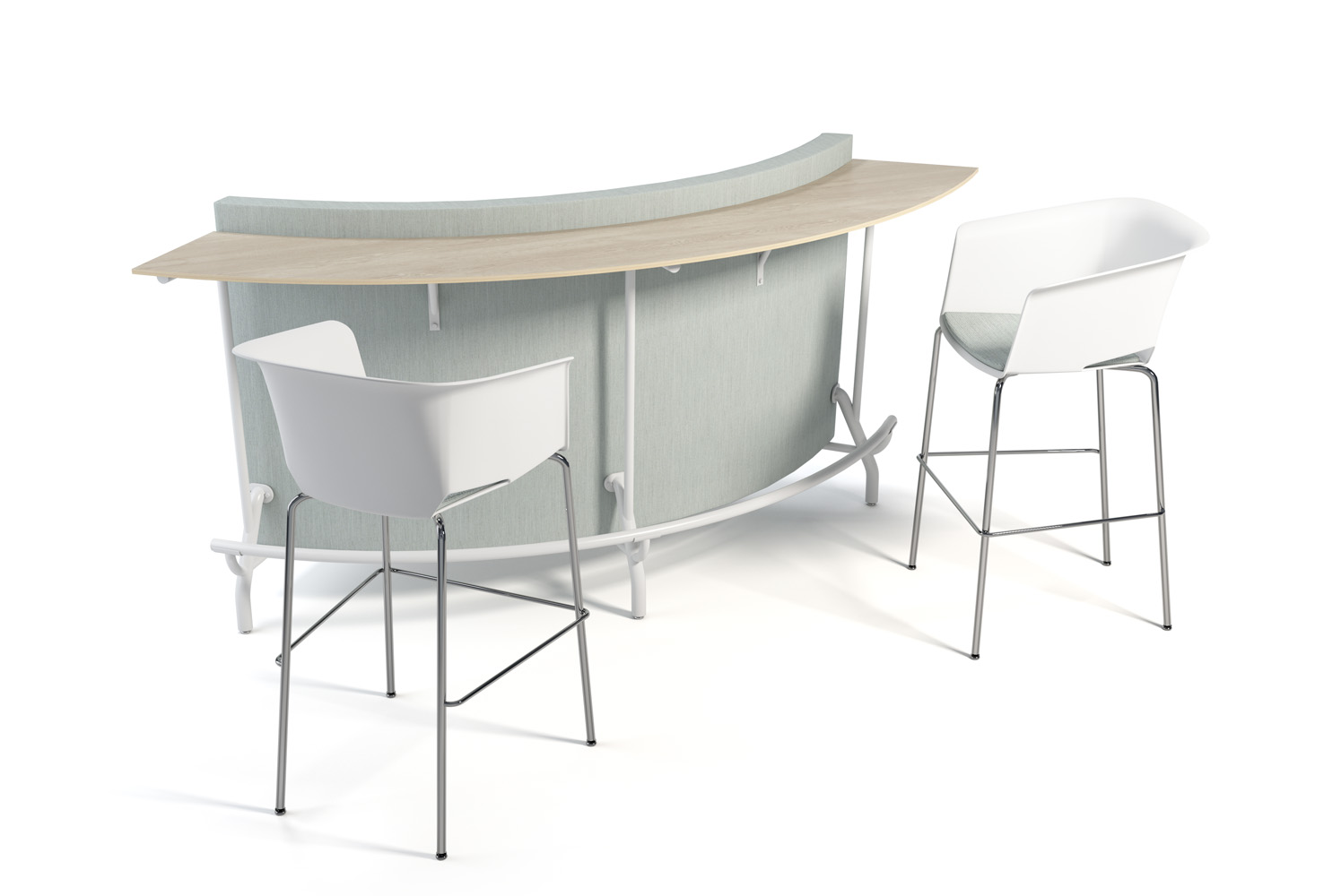 Tivoli 90 Curve High Back with Bar Height Shelf, Footrest and Lotus Stools